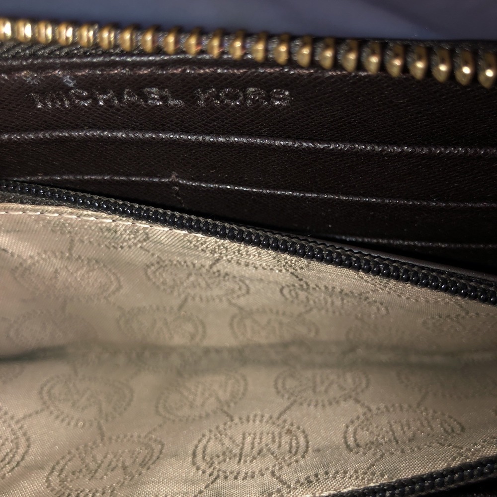 Michael Kors Brown MultiColor Calf Hair Leather Trim Camo Zip Around Wallet - Picture 7 of 7